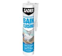 Sader Mastic d'Etanchéité Bain et Cuisine - Translucide 310 ml | Facile à Lisser - Jointe Tous Matériaux - Traité Anti-Moisissures