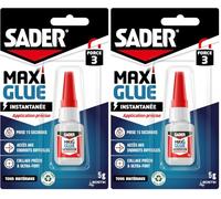 Sader Maxiglue Application Précise - Super Glue Universelle - Tous Matériaux - Colle de Réparation à Prise Rapide - Colle Extra Forte -Transparente - Flacon de 5 g (Lot de 2)