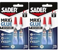 Sader Maxiglue Gel - Super Glue Universelle - Tous Matériaux - Colle de Réparation à Prise Rapide - Colle Extra Forte - Transparente - 2 Tube de 3 g (Lot de 2)