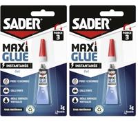 Sader Maxiglue Gel - Super Glue Universelle - Tous Matériaux - Colle de Réparation à Prise Rapide - Colle Extra Forte - Transparente - Tube de 3 g (Lot de 2)