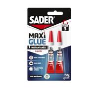 Sader Colle Maxi Glue universelle tous matériaux liquide – prise rapide 15 s – transparente 2 x 3 g