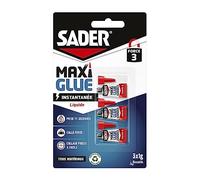 Sader Maxiglue Liquide - Super Glue Universelle - Tous Matériaux - Colle de Réparation à Prise Rapide - Colle Extra Forte -Transparente - 3 Tubes de 1 g