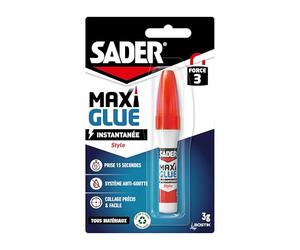 Sader Maxiglue Stylo - Flacon de 3 g | Super Glue Universelle - Tous Matériaux - Colle de Réparation à Prise Rapide - Colle Extra Forte - Transparente