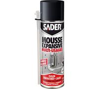 Sader Mousse Expansive Polyuréthane PU Aérosol - Bombe 500 ml | Multi-Usages : Isoler - Reboucher - Caler - Tous Supports - Intérieur et Extérieur - Blanche