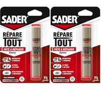 Sader Répare Tout - Pâte à Réparer Epoxy - Tous Matériaux - Intérieur/Extérieur - Couleur : Gris - 1 Tube 57 g 30621068 (Lot de 2)