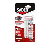 Sader Resist Universelle - 1 Seringue de 10 g (+ 3 embouts mélangeurs) | Colle Bi-Composants type Epoxy - Colle de Réparation Tous Supports - Intérieur/Extérieur - Couleur : Translucide