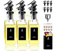 SAEIV 6 Pièces 160ml Bouteille Huile Olive Bec Verseur Sans Goutte, Huilier Verre Borosilicaté Sans BPA, Distributeur Huile d'Olive Contrôle Précis, Verseur Huile d'Olive avec Entonnoir Inox