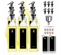 SAEIV 6 Pièces 250ml Bouteille Huile Olive Bec Verseur Sans Goutte, Huilier Verre Borosilicaté Sans BPA, Distributeur Huile d'Olive Contrôle Précis, Verseur Huile d'Olive avec Entonnoir Inox