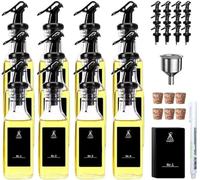 SAEIV Huilier 12 Pièces 160ml Sans Goutte, Bouteille Huile Olive Bec Verseur Verre Borosilicaté, Distributeur Huile d'Olive Contrôle Précis, Verseur Huile d'Olive Sans BPA BPF BPS avec Entonnoir Inox