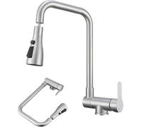 Saeuwtowy Mitigeur Cuisine Rabattable,Robinet Cuisine Rabattable Avec 3 Jets Modes,Robinet Cuisine Pliable Pour Fenêtre,Mitigeur Evier Cuisine en Acier Inoxydable 304(Brossé)