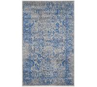 SAFAVIEH Adirondack Tapis d'Appoint 91 x 152 cm, Gris & Bleu | Transitionnel Design, Mélange Synthétique Entretien Facile, Idéal pour Salon, Chambre, Bureau