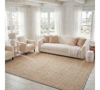 SAFAVIEH Natural Fiber Tapis 183 x 244 cm, Naturel & Gris | Design Moderne, Jonc de Mer Fait Main, Idéal pour Salon, Entrée, Bureau