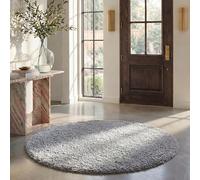 Safavieh Salon, Salle à Manger, Chambre de Style transitionnel - Collection August Shag, Poteau Haut, Argent, 160 x 160 cm