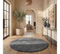 Safavieh Salon, Salle à Manger, Chambre de Style transitionnel - Collection August Shag, Poteau Haut, Gris, 160 x 160 cm