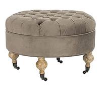 Safavieh SEU4601E Isabelle Pouf Rond Coton Champignon Taupe 69 x 69 x 46,48 cm