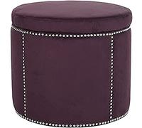 SAFAVIEH SEU4641C Jasmin Pouf de Rangement Polyester Prune 55 x 55 x 48 cm