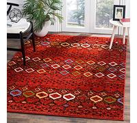 SAFAVIEH Tapis Boho pour Salon, Salle à Manger, Chambre à Coucher - Amsterdam Collection, Tapis à Poil Court, Rouge Terracotta et Multi, 122 X 183 cm