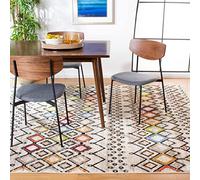Safavieh Tapis Boho pour Salon, Salle à Manger, Chambre à Coucher - Amsterdam Collection, Tapis à Poil Court, Ivoire et Multi, 244 X 305 cm
