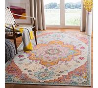 SAFAVIEH Tapis Boho pour Salon, Salle à Manger, Chambre à Coucher - Crystal Collection, Tapis à Poil Court, Bleu Clair et Fuchsia, 122 X 183 cm