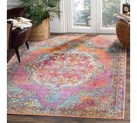 Safavieh Tapis Boho pour Salon, Salle à Manger, Chambre à Coucher - Crystal Collection, Tapis à Poil Court, Orange et Bleu Clair, 122 X 183 cm