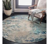 SAFAVIEH Tapis Boho pour Salon, Salle à Manger, Chambre à Coucher - Madison Collection, Tapis à Poil Court, Bleu et Gris, 160 x 160 cm