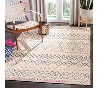 SAFAVIEH Tapis Boho pour Salon, Salle à Manger, Chambre à Coucher - Madison Collection, Tapis à Poil Court, Ivoire et Marine, 155 X 229 cm