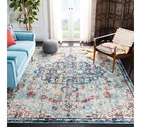 SAFAVIEH Tapis Boho pour Salon, Salle à Manger, Chambre à Coucher - Madison Collection, Tapis à Poil Court, Bleu Marine et Bleu Clair, 122 X 122 cm