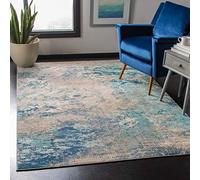 SAFAVIEH Tapis Boho pour Salon, Salle à Manger, Chambre à Coucher - Madison Collection, Tapis à Poil Court, Bleu et Gris, 122 X 183 cm