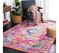 SAFAVIEH Tapis Boho pour Salon, Salle à Manger, Chambre à Coucher - Madison Collection, Tapis à Poil Court, Fuschia et Or, 91 x 152 cm