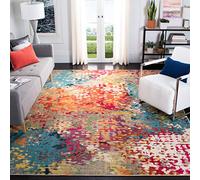 Safavieh Tapis Boho pour Salon, Salle à Manger, Chambre à Coucher - Madison Collection, Tapis à Poil Court, Ivoire et Multi, 101 X 159 cm