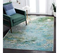 Safavieh Tapis Boho pour Salon, Salle à Manger, Chambre à Coucher - Madison Collection, Tapis à Poil Court, Vert et Bleu, 91 X 152 cm