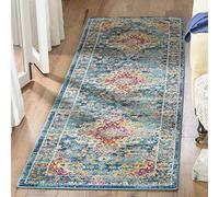 SAFAVIEH Tapis Boho pour Salon, Salle à Manger, Chambre à Coucher - Madison Collection, Tapis à Poil Court, Sarcelle et Fuschia, 69 x 244 cm