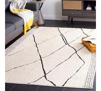 SAFAVIEH Tapis Boho pour Salon, Salle à Manger, Chambre à Coucher - Melody Collection, Tapis à Poil Court, Ivoire et Noir, 152 X 229 cm