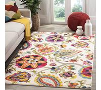 SAFAVIEH Tapis Boho Pour Salon, Salle à manger, Chambre à coucher - Monaco Collection, Tapis à poil court, Ivoire et Multi, 122 X 170 cm