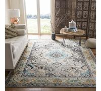 SAFAVIEH Tapis Boho Pour Salon, Salle à manger, Chambre à coucher - Monaco Collection, Tapis à poil court, Gris et bleu clair, 91 X 152 cm