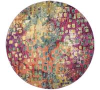 SAFAVIEH Tapis Boho pour Salon, Salle à Manger, Chambre à Coucher - Monaco Collection, Tapis à Poil Court, Rose et Multi, 122 X 122 cm