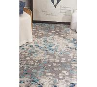 Safavieh Tapis Boho pour Salon, Salle à Manger, Chambre à Coucher - Monaco Collection, Tapis à Poil Court, Gris et Bleu Clair, 122 X 170 cm