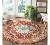 SAFAVIEH Tapis Boho pour Salon, Salle à Manger, Chambre à Coucher - Monaco Collection, Tapis à Poil Court, Violet et Bleu Clair, 201 x 201 cm