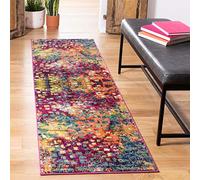 SAFAVIEH Tapis Boho Pour Salon, Salle à manger, Chambre à coucher - Monaco Collection, Tapis à poil court, Rose et Multi, 66 X 244 cm