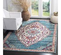 Safavieh Tapis Boho pour Salon, Salle à Manger, Chambre à Coucher - Monaco Collection, Tapis à Poil Court, Bleu et Multi, 155 X 231 cm