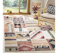 SAFAVIEH Tapis Boho pour Salon, Salle à Manger, Chambre à Coucher - Montage Collection, Tapis à Poil Court, Taupe et Multi, 122 X 183 cm