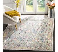 SAFAVIEH Tapis Boho Pour Salon, Salle à manger, Chambre à coucher - Mystique Collection, Tapis à poil court, Gris et bleu clair, 91 X 152 cm