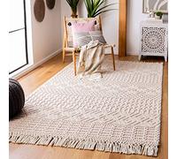 SAFAVIEH Tapis Boho pour Salon, Salle à Manger, Chambre à Coucher - Natura Collection, Tapis à Poil Court, Ivoire et Rose, 152 X 244 cm