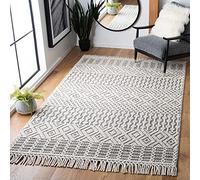 SAFAVIEH Tapis Boho pour Salon, Salle à Manger, Chambre à Coucher - Natura Collection, Tapis à Poil Court, Ivoire et Noir, 183 X 274 cm