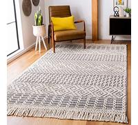 SAFAVIEH Tapis Boho pour Salon, Salle à Manger, Chambre à Coucher - Natura Collection, Tapis à Poil Court, Ivoire et Bleu Marine, 183 X 274 cm