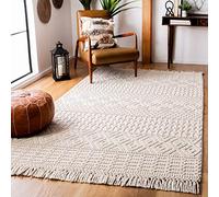 SAFAVIEH Tapis Boho pour Salon, Salle à Manger, Chambre à Coucher - Natura Collection, Tapis à Poil Court, Ivoire, 91 X 91 cm