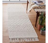 SAFAVIEH Tapis Boho pour Salon, Salle à Manger, Chambre à Coucher - Natura Collection, Tapis à Poil Court, Ivoire, 76 X 183 cm