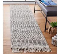 SAFAVIEH Tapis Boho pour Salon, Salle à Manger, Chambre à Coucher - Natura Collection, Tapis à Poil Court, Ivoire et Noir, 69 X 244 cm