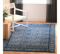 SAFAVIEH Tapis Boho pour Salon, Salle à Manger, Chambre à Coucher - Tulum Collection, Tapis à Poil Court, Marine et Ivoire, 122 X 183 cm