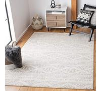 Safavieh Tapis Boho pour Salon, Salle à Manger, Chambre à Coucher - Tulum Collection, Tapis à Poil Court, Ivoire et Gris Clair, 122 X 183 cm